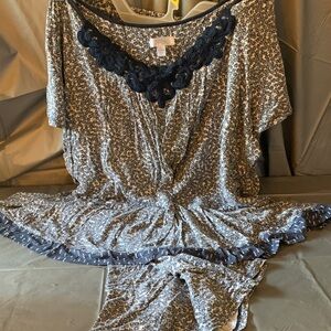 Secret Treasures Navy Floral Lace-Trim Nightdress